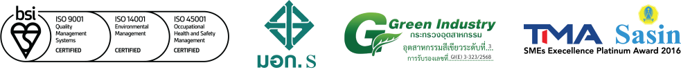 ISO 9001, ISO 14001, ISO 45001, มอก.S, Green Industry, TMA-Sasin